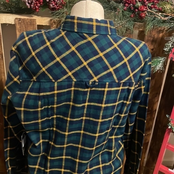 Hurley Men's Intern Plaid Flannel Button Down Shirt. Blue green yellow Shacket M - Picture 7 of 10